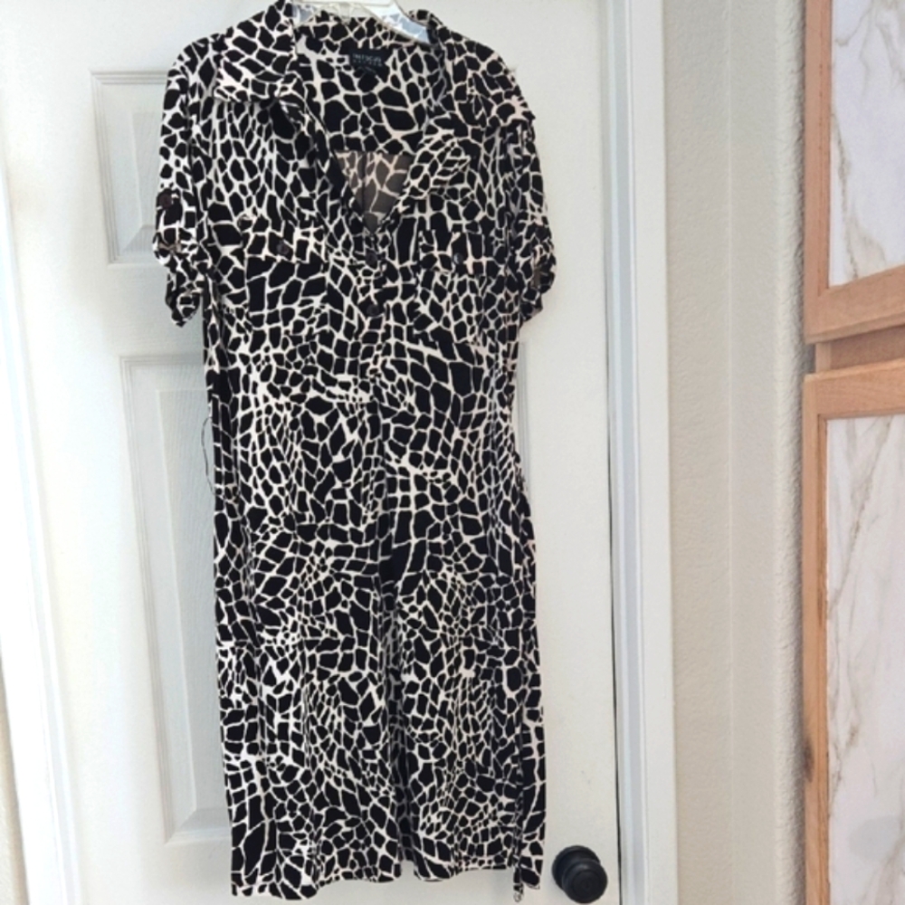 Enfocus Studio White and Brown Sheath Midi Dress - Picture 1 of 6